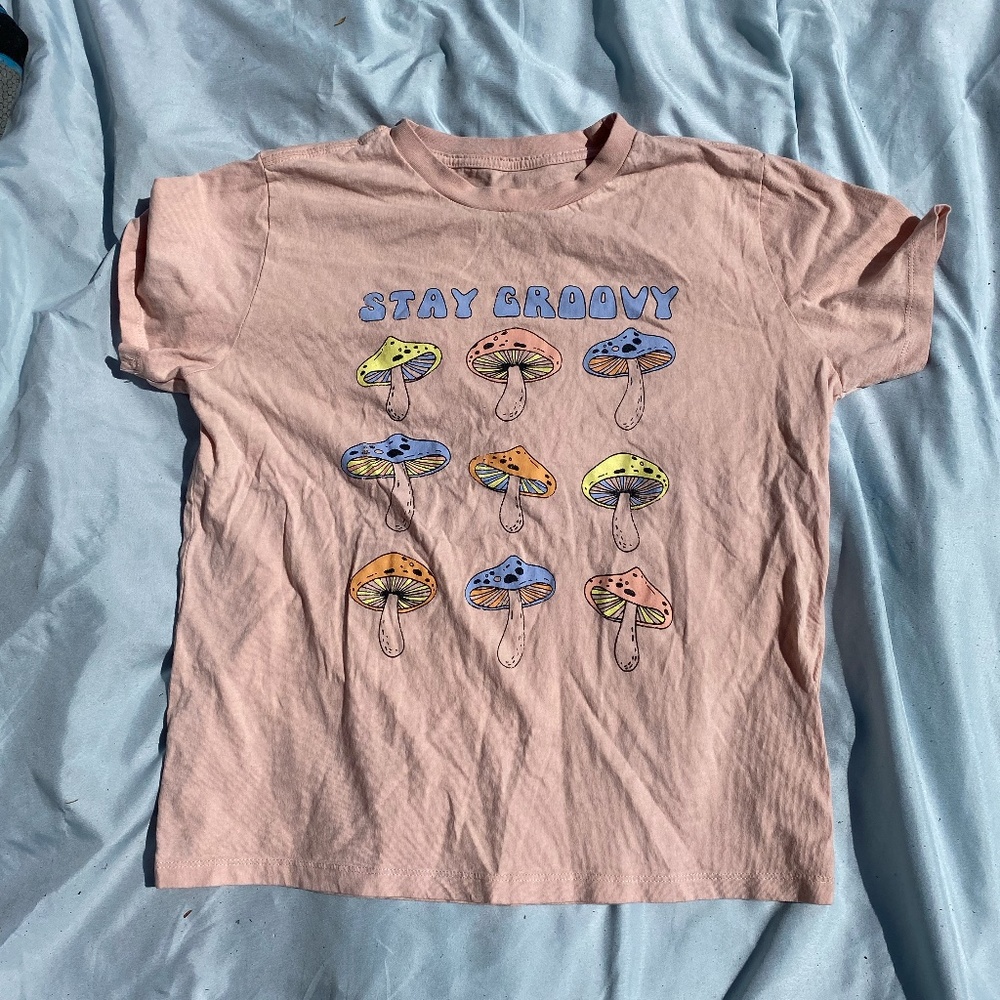 "Stay Groovy" Pink T-shirt- XL